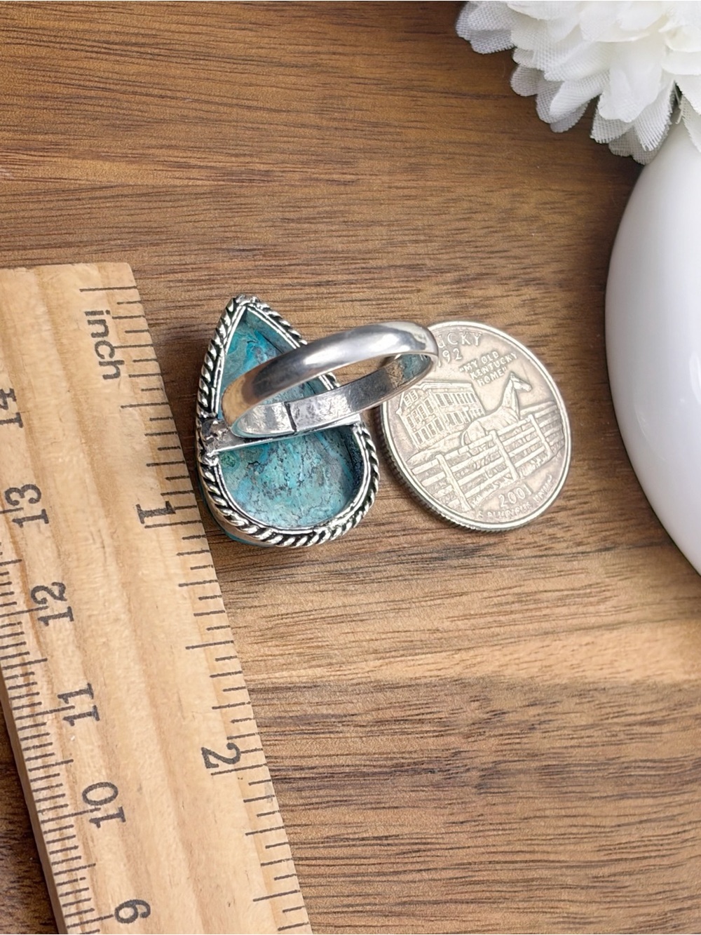 Malachite Chrysocolla Ring Size 9 1/2 9.5 Southwest Sterling Silver 925 Overlay - Picture 6 of 8